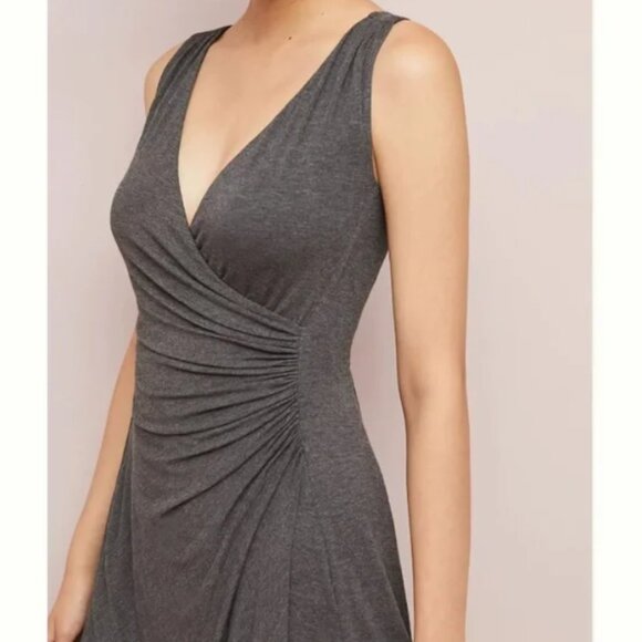 Anthropologie Maeve Yvette Ruched Dress Gray L - Picture 2 of 12